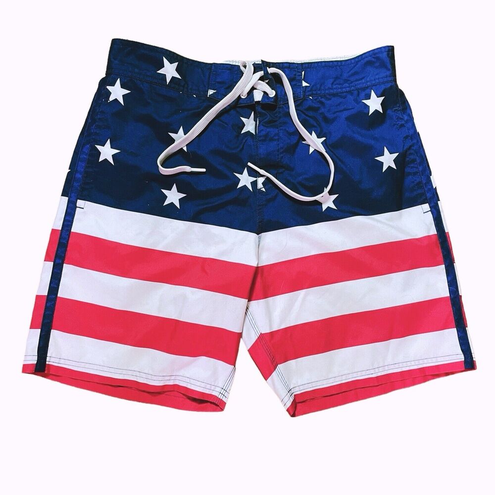 Walnut & 39 American Flag‎ Swim Shorts Trunks Size M